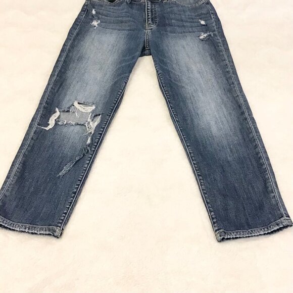Flying Monkey 27 (4/5) Women’s High Rise Distressed Jeans Cropped Tapered Leg - Picture 3 of 10